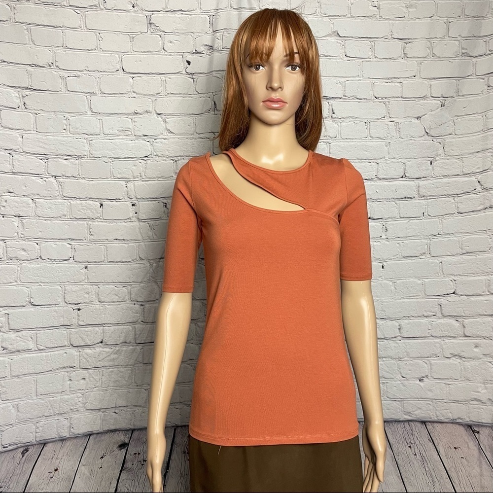 NWT New Adyson Parker Rust Cut Out Knit Top Size XS